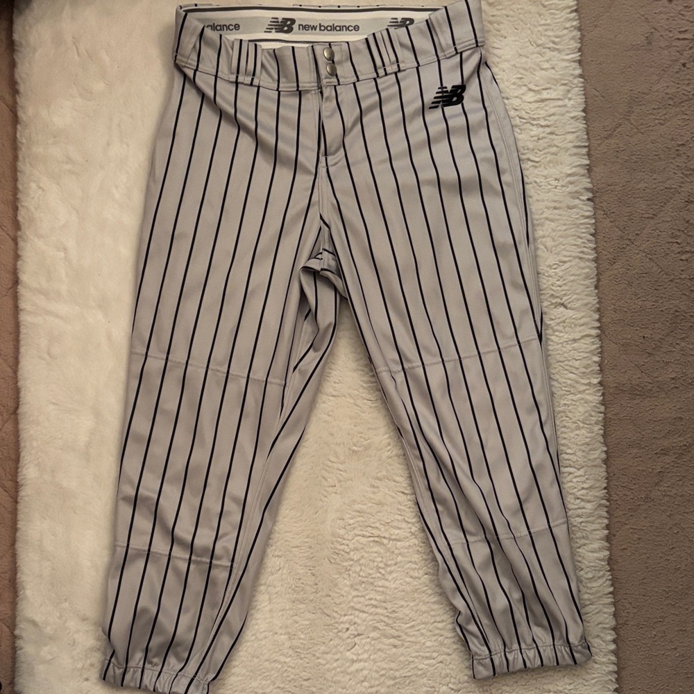 New Balance women’s softball grey pinstriped sliding Pants